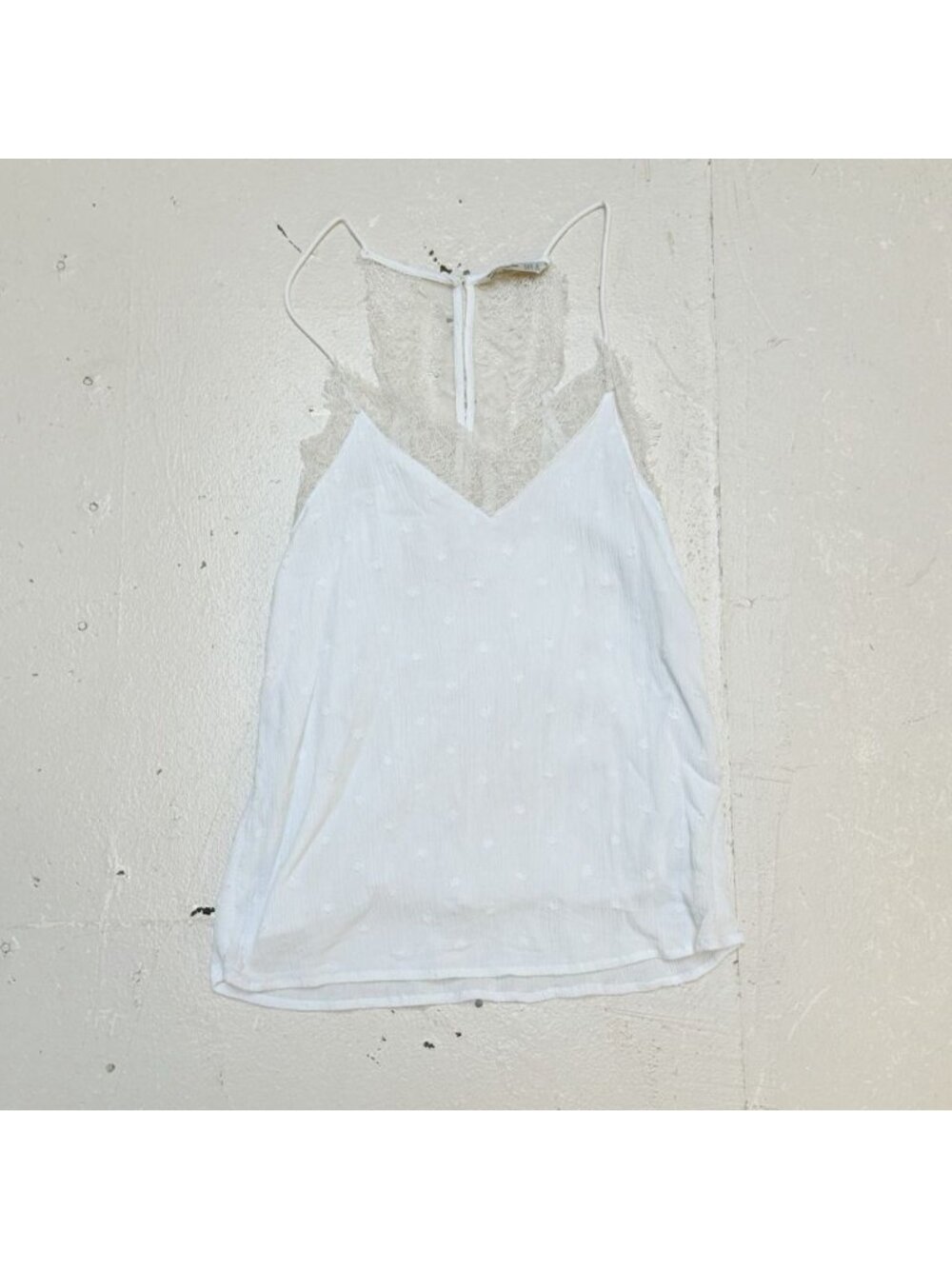 Stradivarious Lace Camisole Tank Top Sz Small Lingerie White Boho Festival White